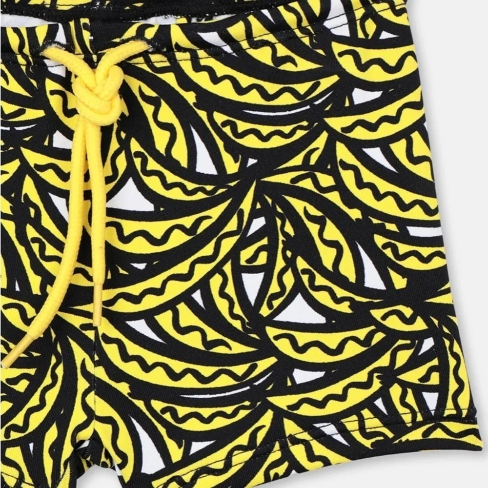 Yellow and Black Patterned Swim Shorts. Bananas. By Stella McCartney